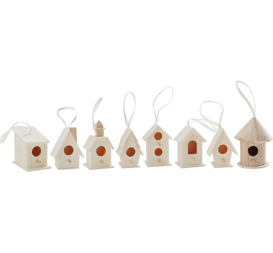 VBS Decoratieve vogelhuisjes "Minis", set van 8