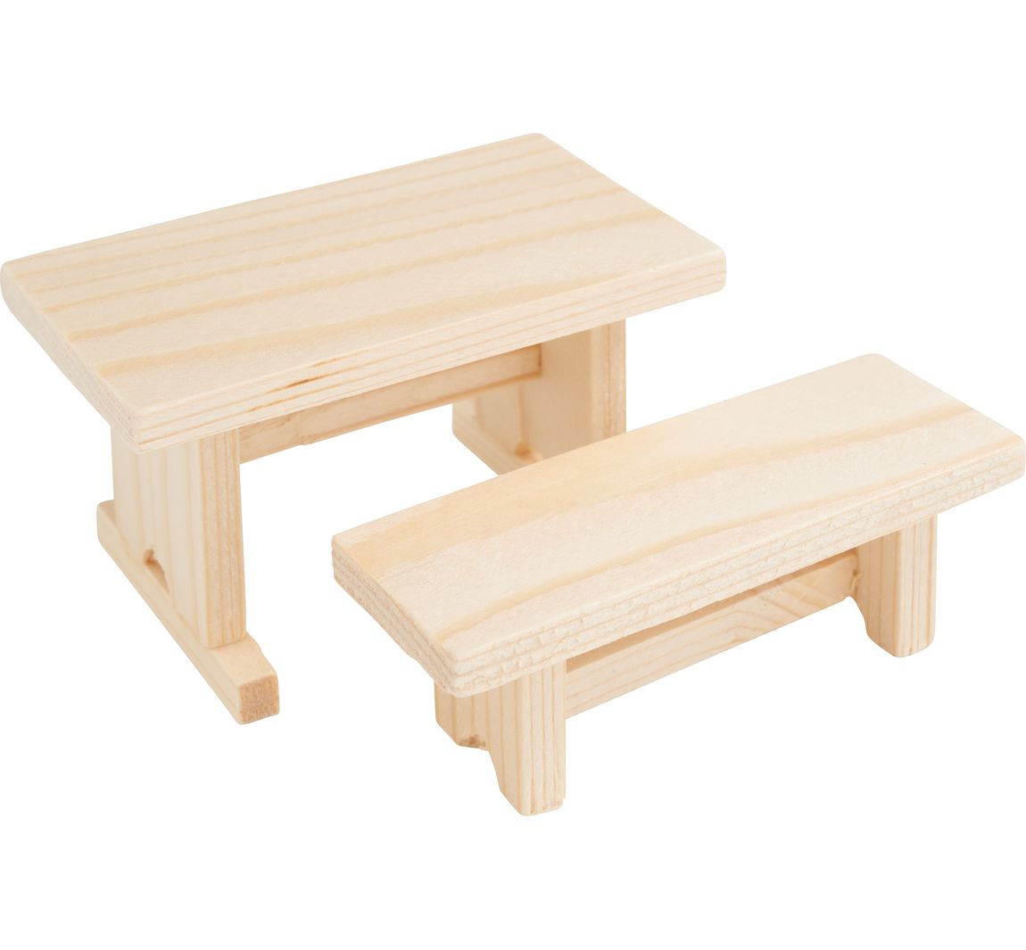 Houten bank en tafel