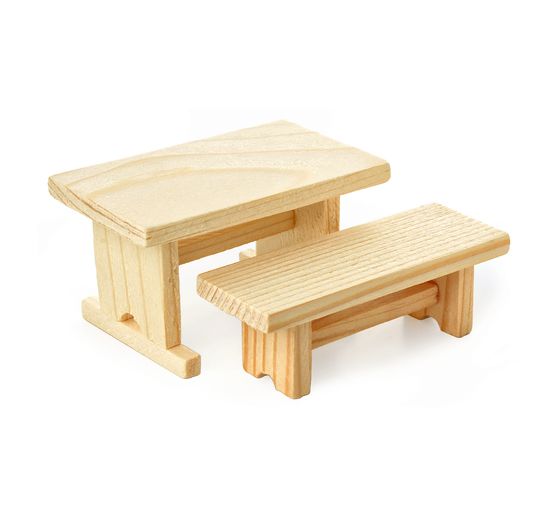 Wooden bench and table