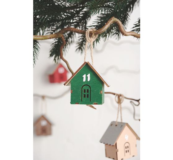 VBS Decoratieve hanger "Huisje", 24 stuks, multiplex