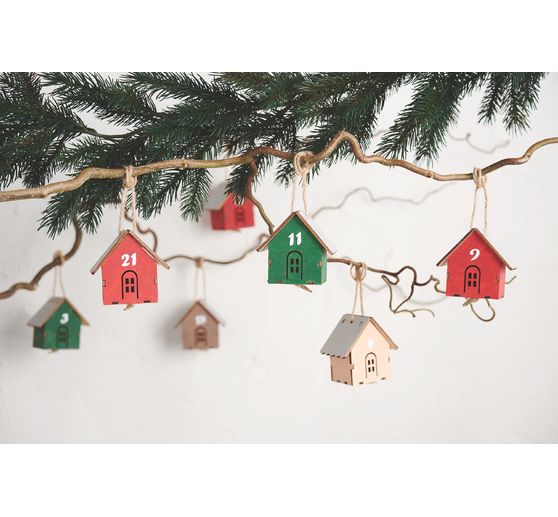 VBS Decoratieve hanger "Huisje", 24 stuks, multiplex
