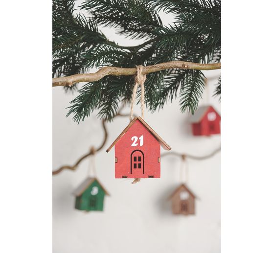 VBS Decoratieve hanger "Huisje", 24 stuks, multiplex
