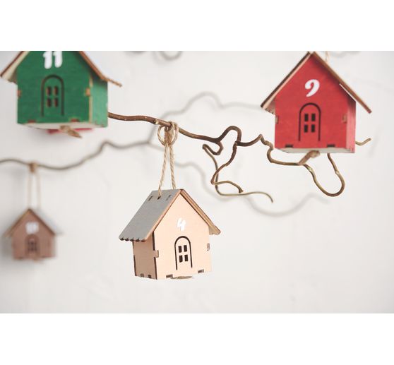 VBS Decoratieve hanger "Huisje", 24 stuks, multiplex