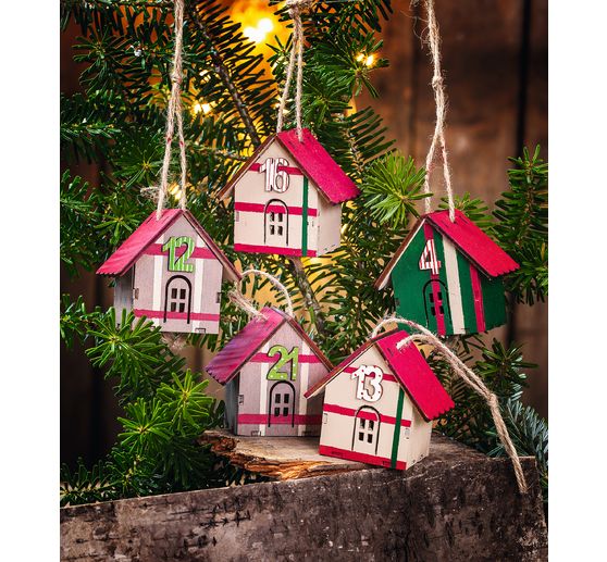 VBS Decoratieve hanger "Huisje", 24 stuks, multiplex