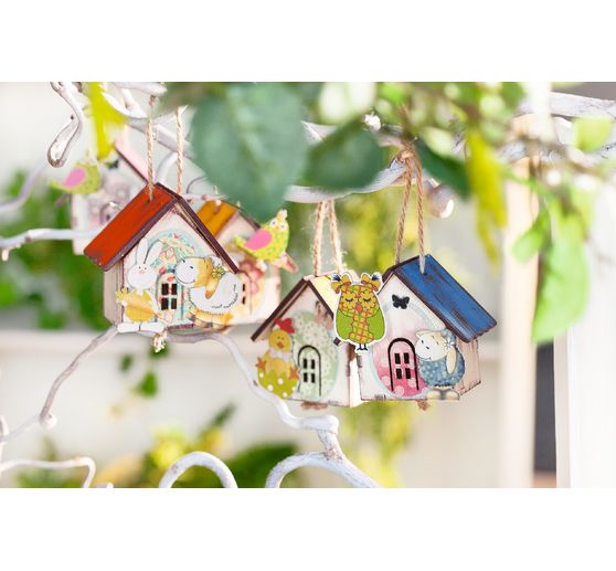VBS Decoratieve hanger "Huisje", 24 stuks, multiplex