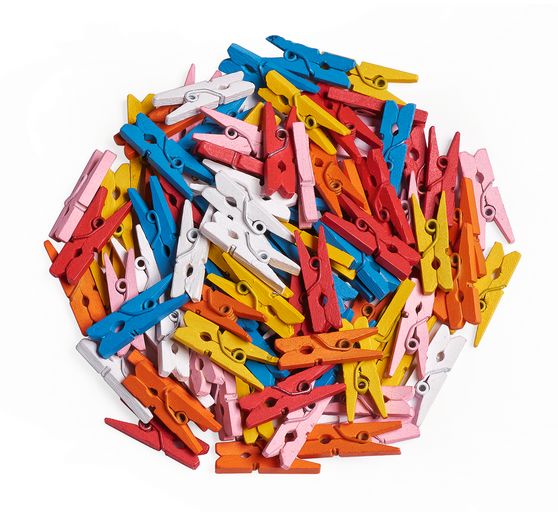 VBS Mini wooden clips "2 cm", 100 pieces