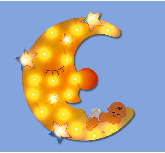 Night light "Moon with baby", poplar plywood