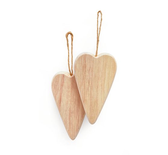 VBS Wooden decoration pendant "Heart", 2 pieces