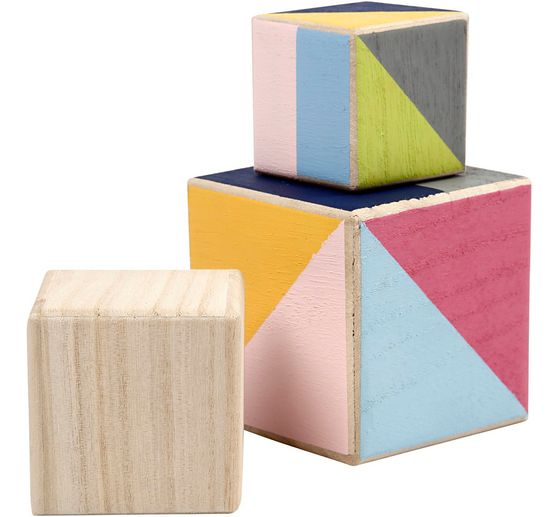 Houten kubussen, set van 3
