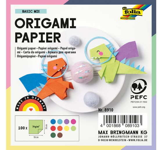 Vouwpapier, 10 x 10 cm