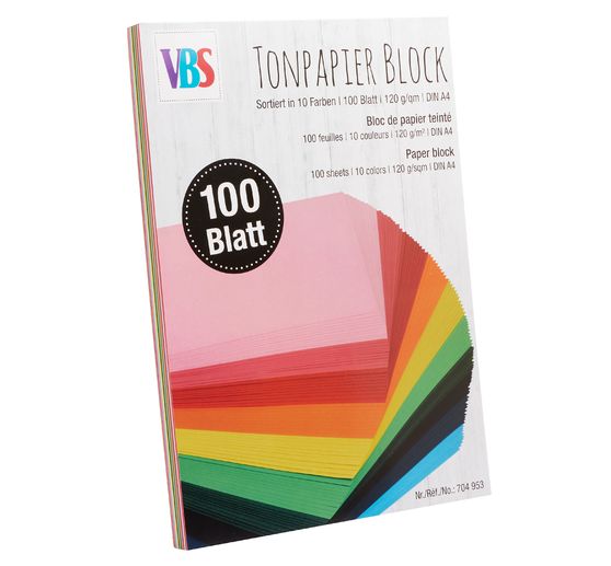 VBS Papier blok "Geassorteerde kleuren", 100 vellen