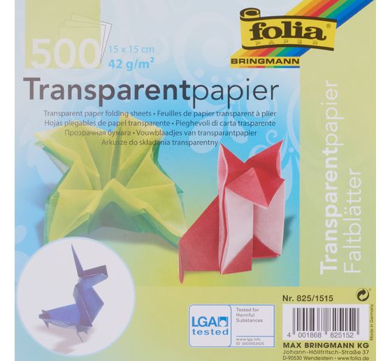 Vellum paper sheets "15 x 15 cm", 500 sheets