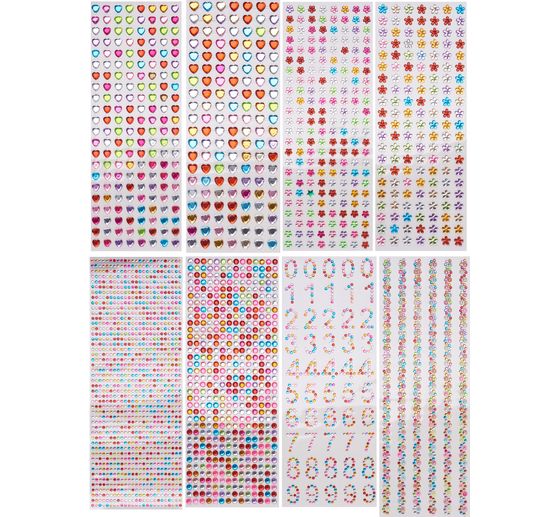 VBS Strass-sticker "Kleurrijk gemengd", 8 kaarten