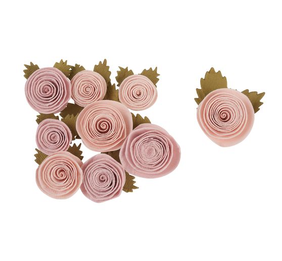 Papieren bloemen "Rosé", set van 9