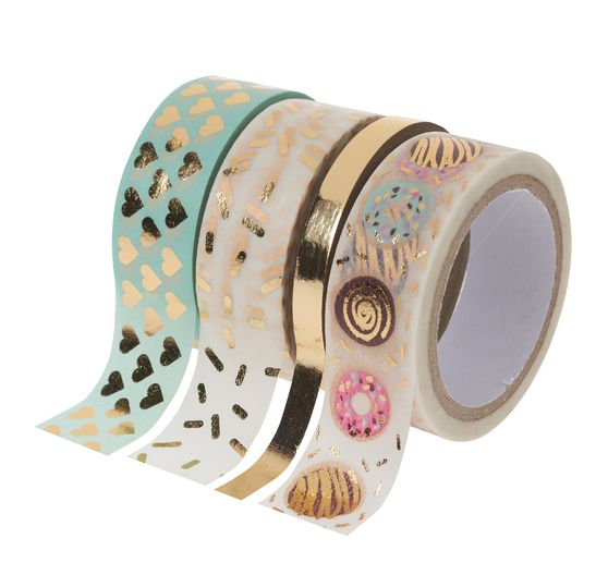 Washi Tape Set "Hot Foil", Mint/Goud