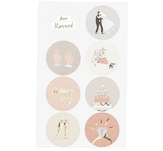Sticker "Bruiloft", met goudfolie