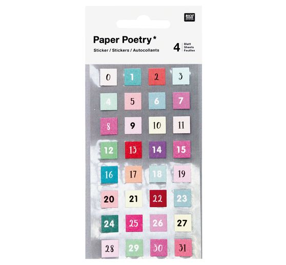 Sticker "Nummers 0-31", 4 vellen