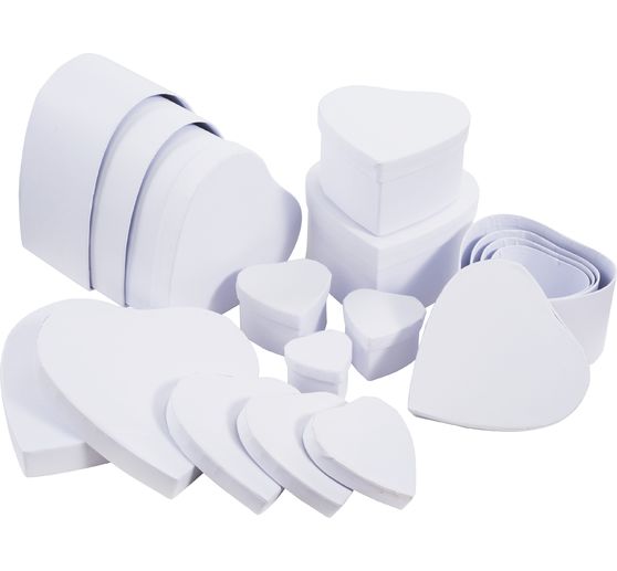VBS Cardboard boxes "Heart", White, Set of 12
