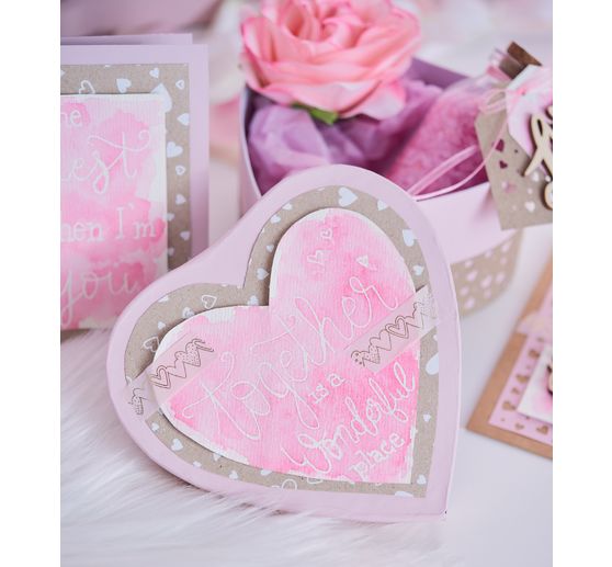 Natural cardboard "Hearts White"