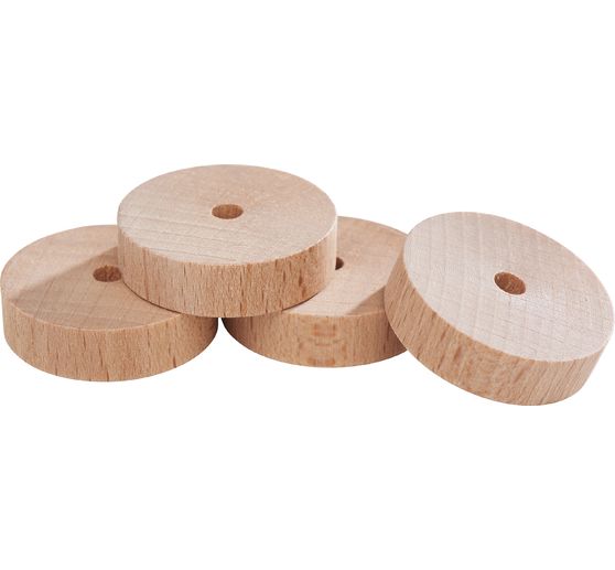 VBS Wooden discs/wheels, Ø 30 x 8 mm, 4 pieces