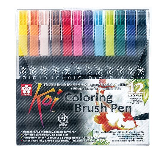 Penseelpen Koi kleurenset, 12 kleuren