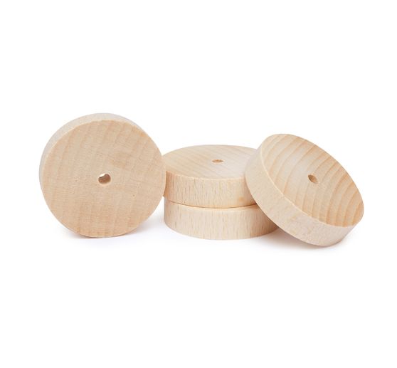 VBS Wooden discs/wheels, Ø 40 x 10 mm, 4 pieces