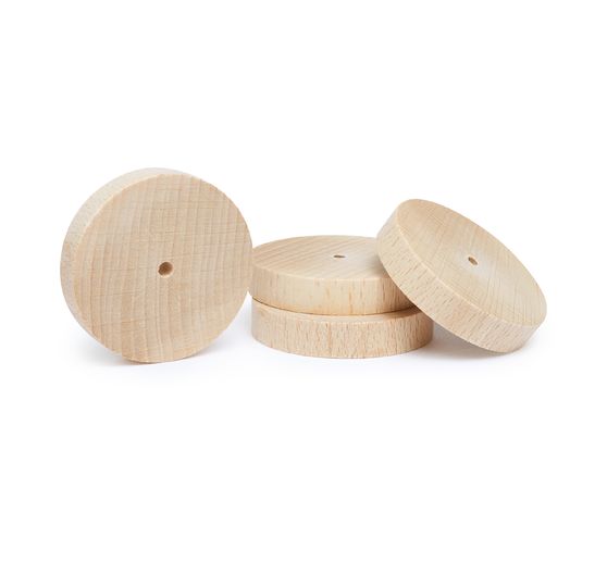 VBS Wooden discs/wheels, Ø 50 x 10 mm, 4 pieces