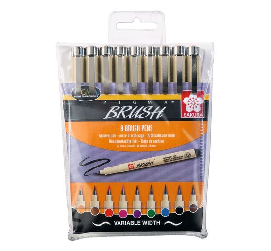 Pigma brush Penseelpennen, van 9