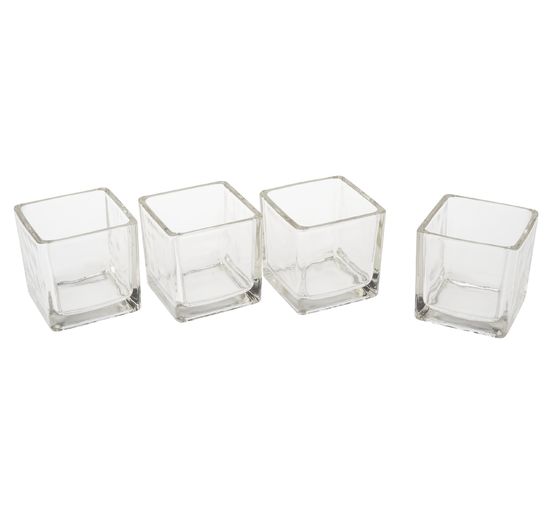 VBS Tealight jars "Cube", 4 pieces