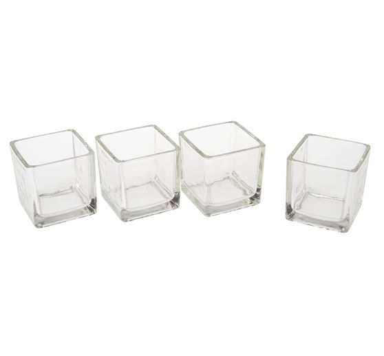 VBS Theelichtglazen "Cube", 4 stuks