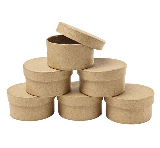 VBS round boxes, papier-mâché, 6 pieces