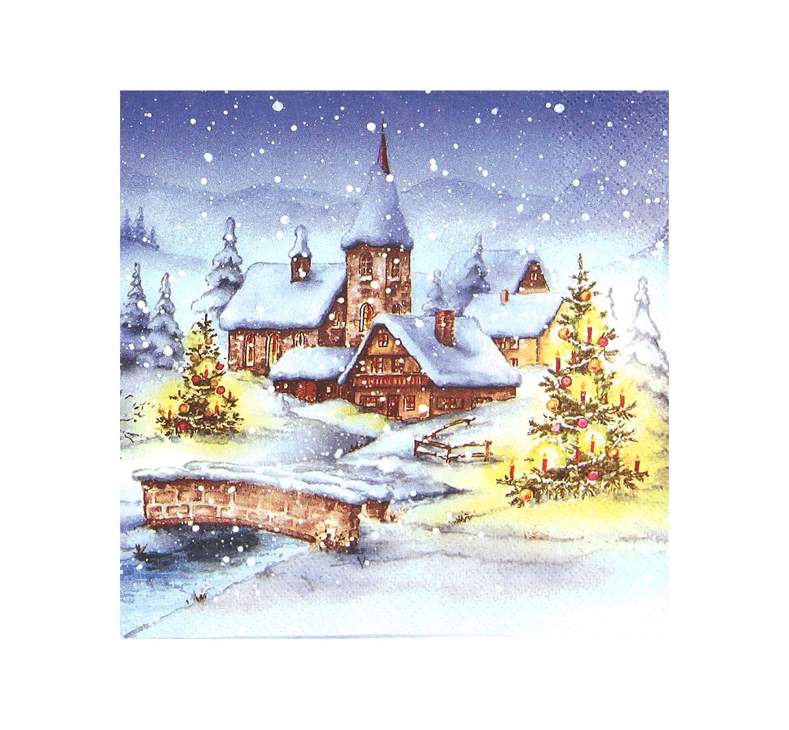 Servet "Kerstmis in de sneeuw" - 20 stuks