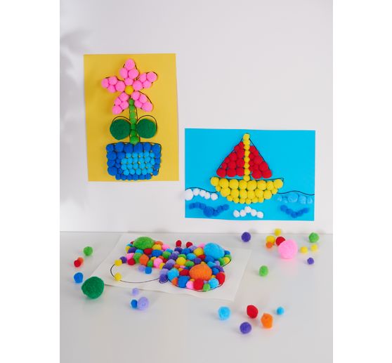 VBS Pompoms "Kleuren & maten mix", 1.000 stuks