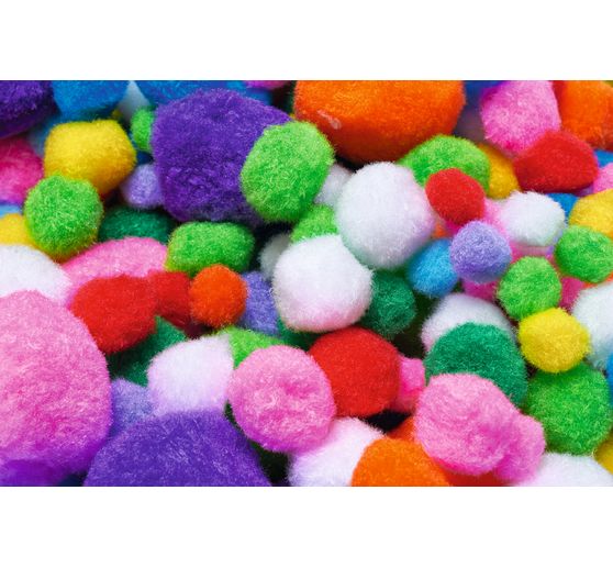 VBS Pompoms "Kleuren & maten mix", 1.000 stuks