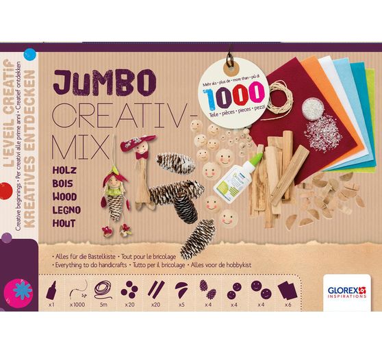 Jumbo creatieve mix "Natuurlijk hout", ca. 1.000 onderdelen