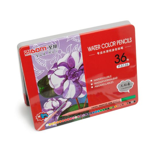 VBS Aquarelpennen, 36 kleuren, in metalen doosje