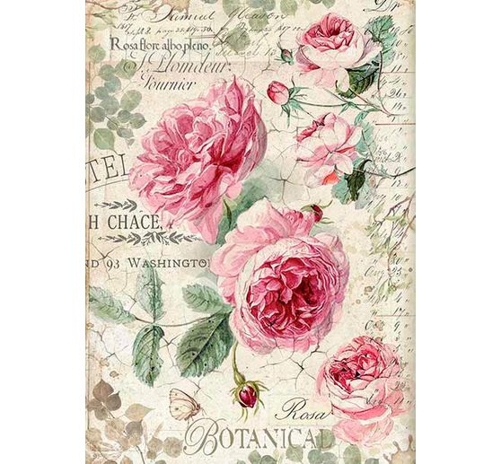 Motif straw silk "English Roses", DIN A4