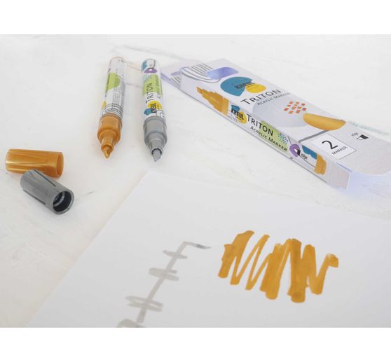 KREUL Triton Acrylic Marker "Edge", set van 2, zilver & Goud