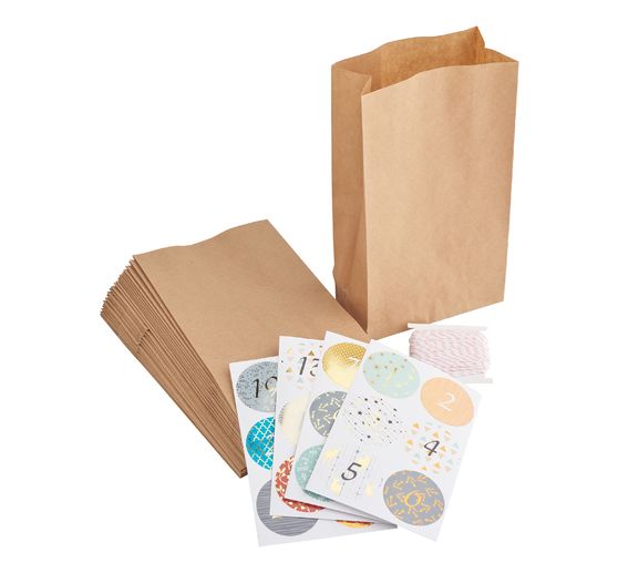 Adventskalender-Stel in "Kraftpapier"Voedselveilige papieren zakken