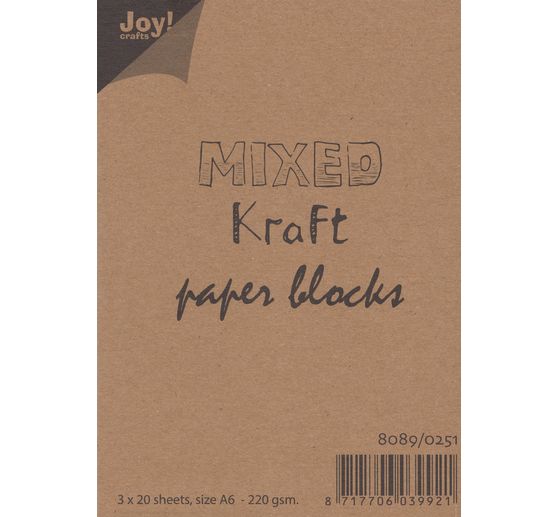Kraftpapier-Blok "Gemengde", 3 x 20 vellen