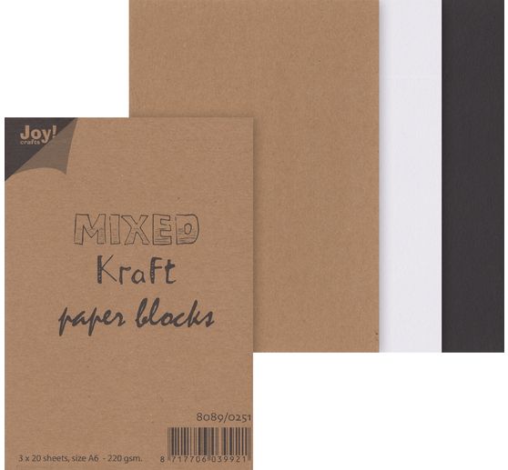 Kraftpapier-Blok "Gemengde", 3 x 20 vellen