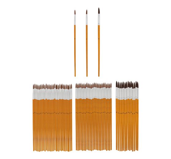 VBS Ronde penseel met bamboe steel "Assorti", 70 stuks