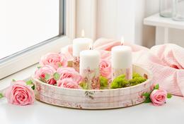 Tray and candles with decoupage