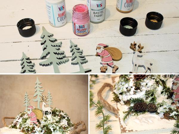 Weihnachtsgesteck mit Miniaturen