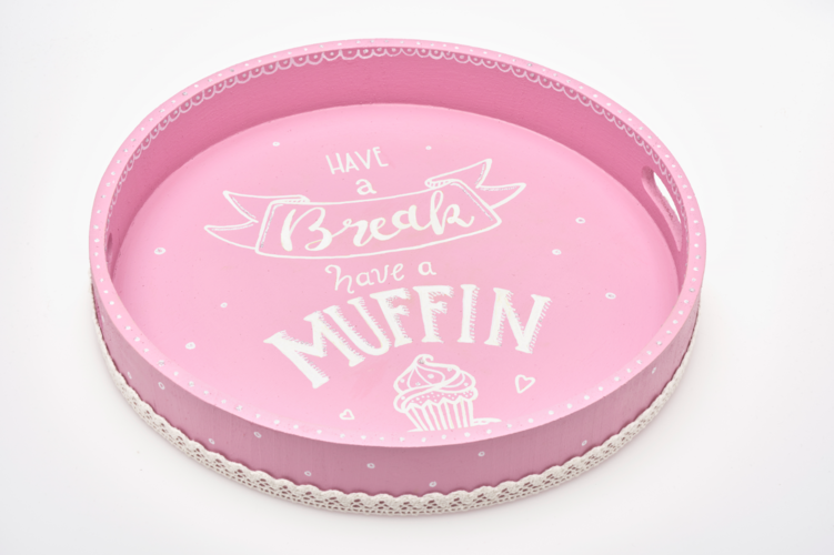 Pinkes Tablett Handlettering