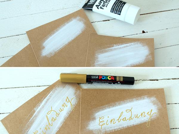 Das Deckblatt mit dem Schriftzug "Einladung" verzieren